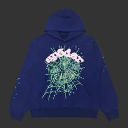 Sp5der OG Web Hoodie Navy Pink