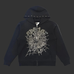 Sp5der OG Web Studded Zip Hoodie