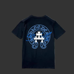 Chrome Hearts Blue Graffiti Cross / Script Dagger Tee