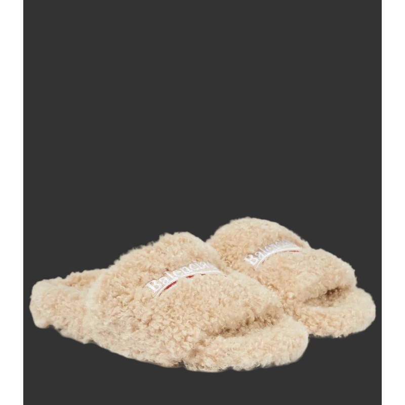 Balenciaga Fur Slides White
