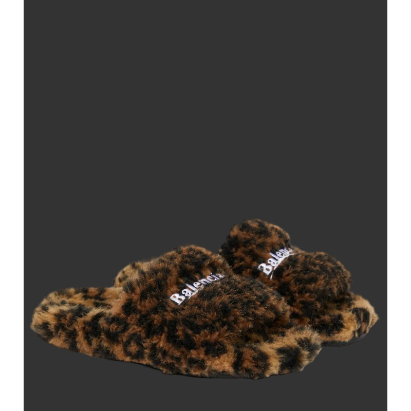 Balenciaga Fur Slides Leopard Print