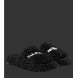 Balenciaga Fur Slides Black