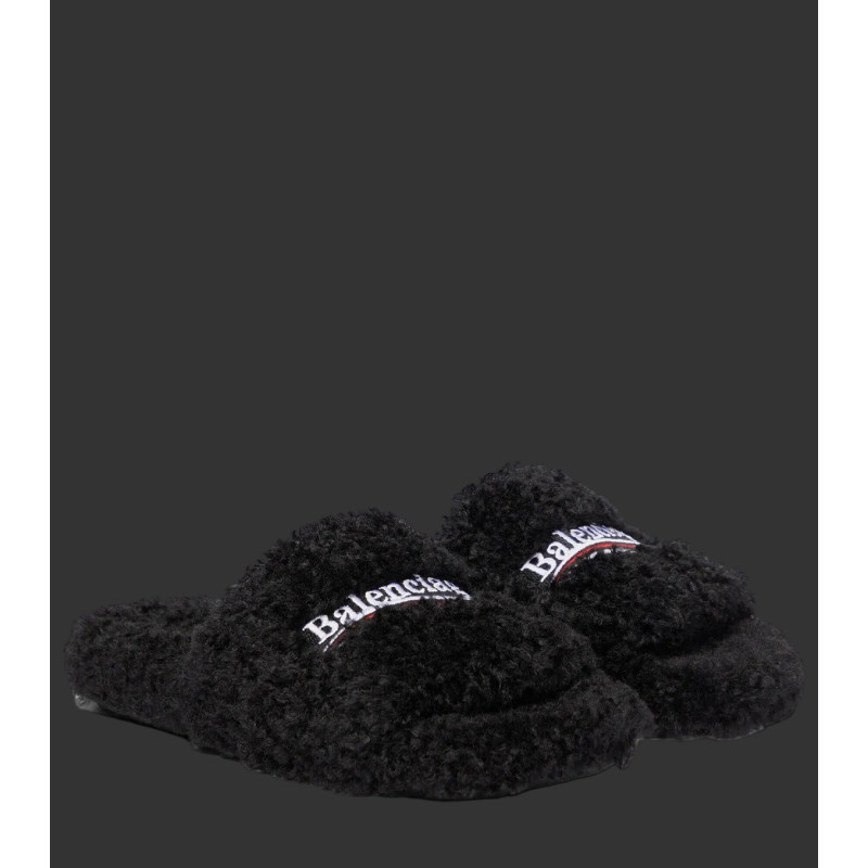 Balenciaga Fur Slides Black