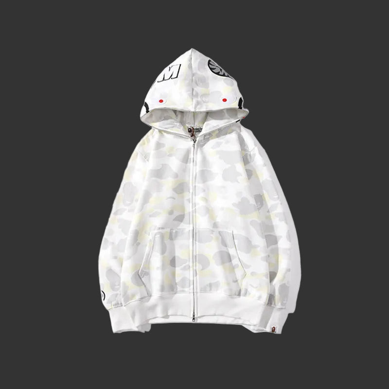 City Camo Shark Full Zip Hoodie White