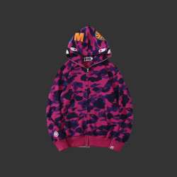Color Camo Shark Full Zip Hoodie Purple
