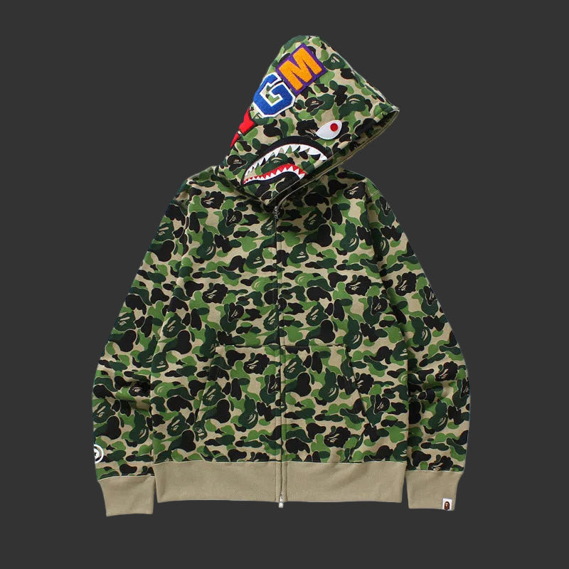 1st Camo Shark Full Zip Hoodie Green