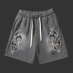 Hellstar Sports Flame Shorts Grey