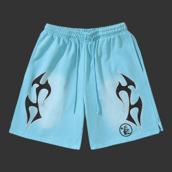 Hellstar Sports Flame Shorts Baby Blue