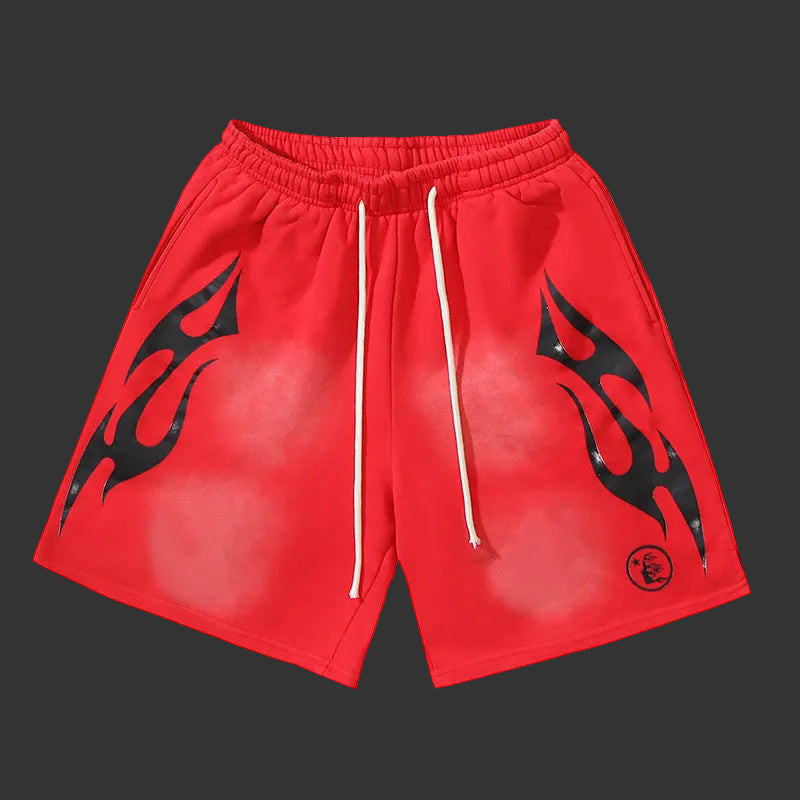 Hellstar Sports Flame Shorts Red