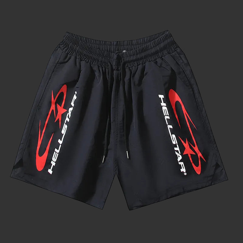 Hellstar Racing Nylon Track Shorts Black And Red